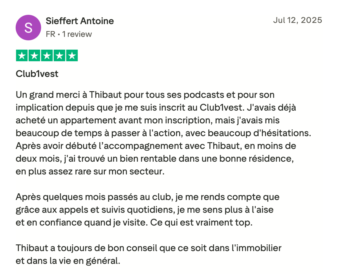 Avis Trustpilot — coaching Club1vest v2