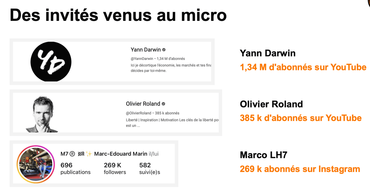 Des invités venus au micro : Yann Darwin, Olivier Roland, Marco LH7