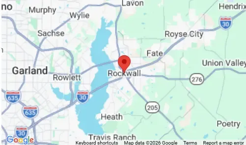 Map of Rockwall, Texas and surrounding areas.