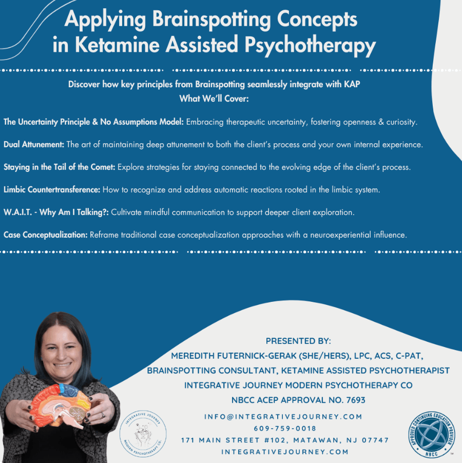 Applying Brainspotting Concepts in Ketamine Assisted Psychotherapy (on demand)