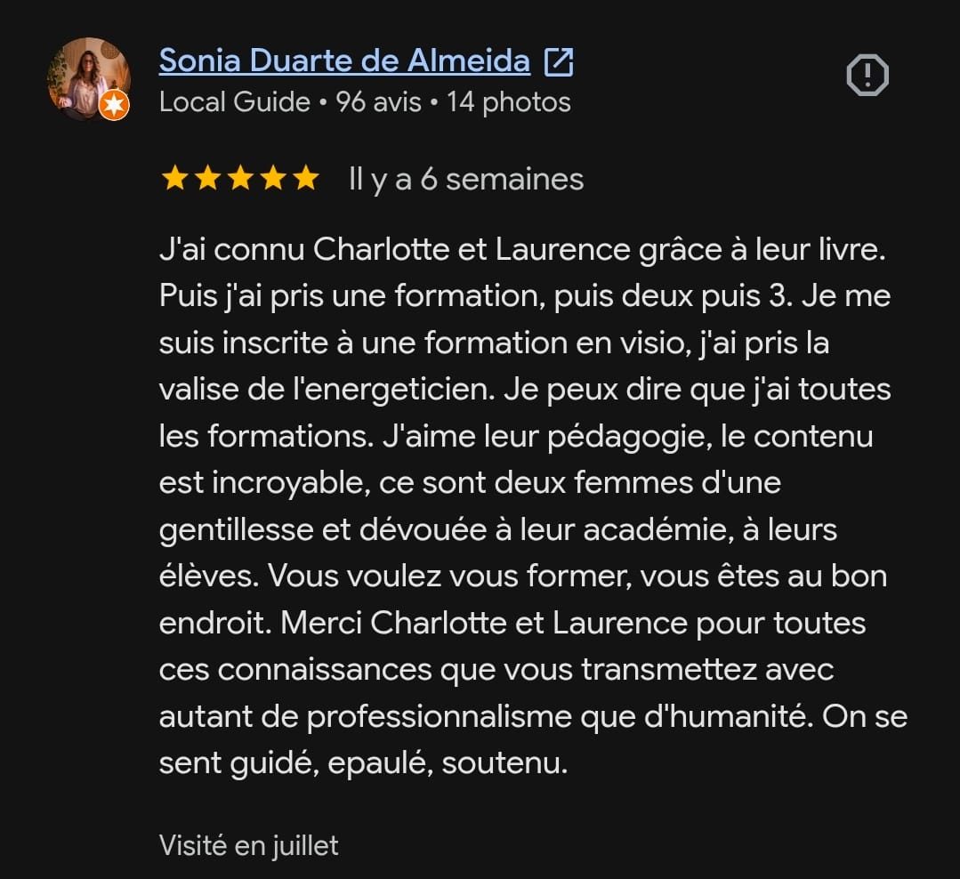 Avis Google d'une personne accompagnée par Charlotte Engheben