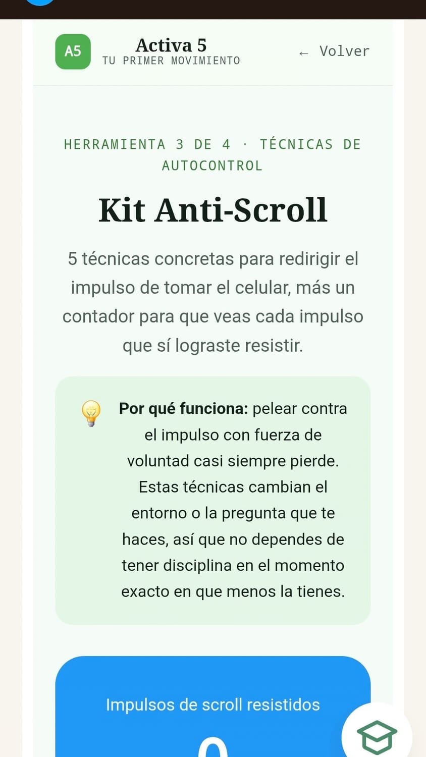 Kit Anti-Scroll: técnicas para redirigir el impulso del celular