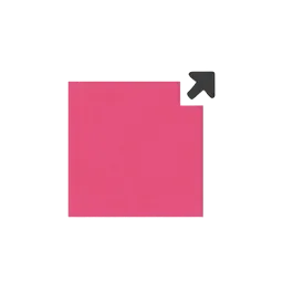 a solid square with a small arrow emerging from its top right corner