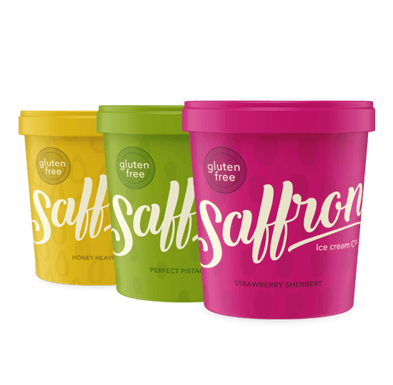 Premium saffron ice cream branding – packaging design for FMCG