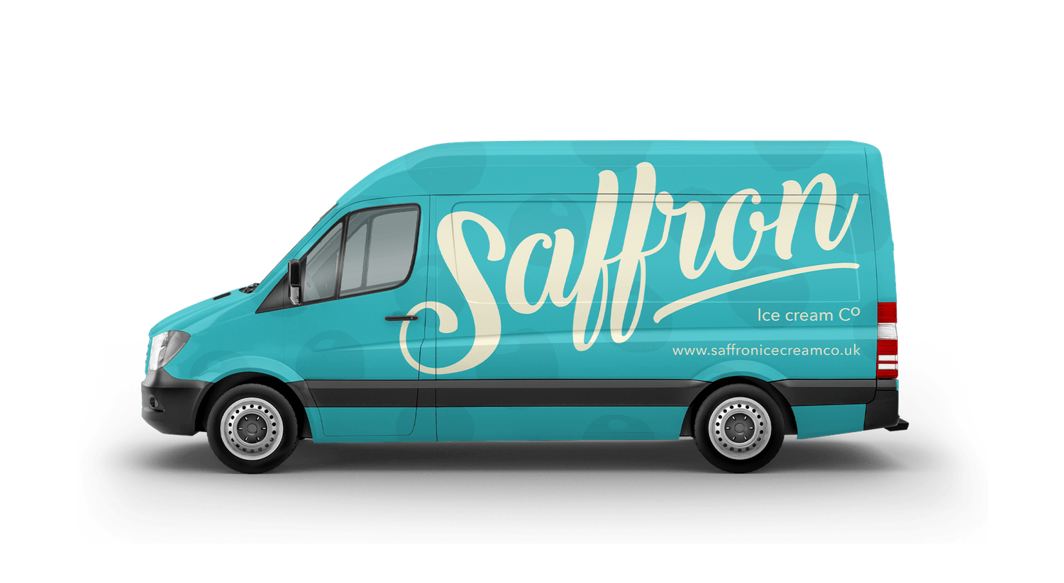 Saffron Ice Cream branded van – visual identity and promotional vehicle wrap design
