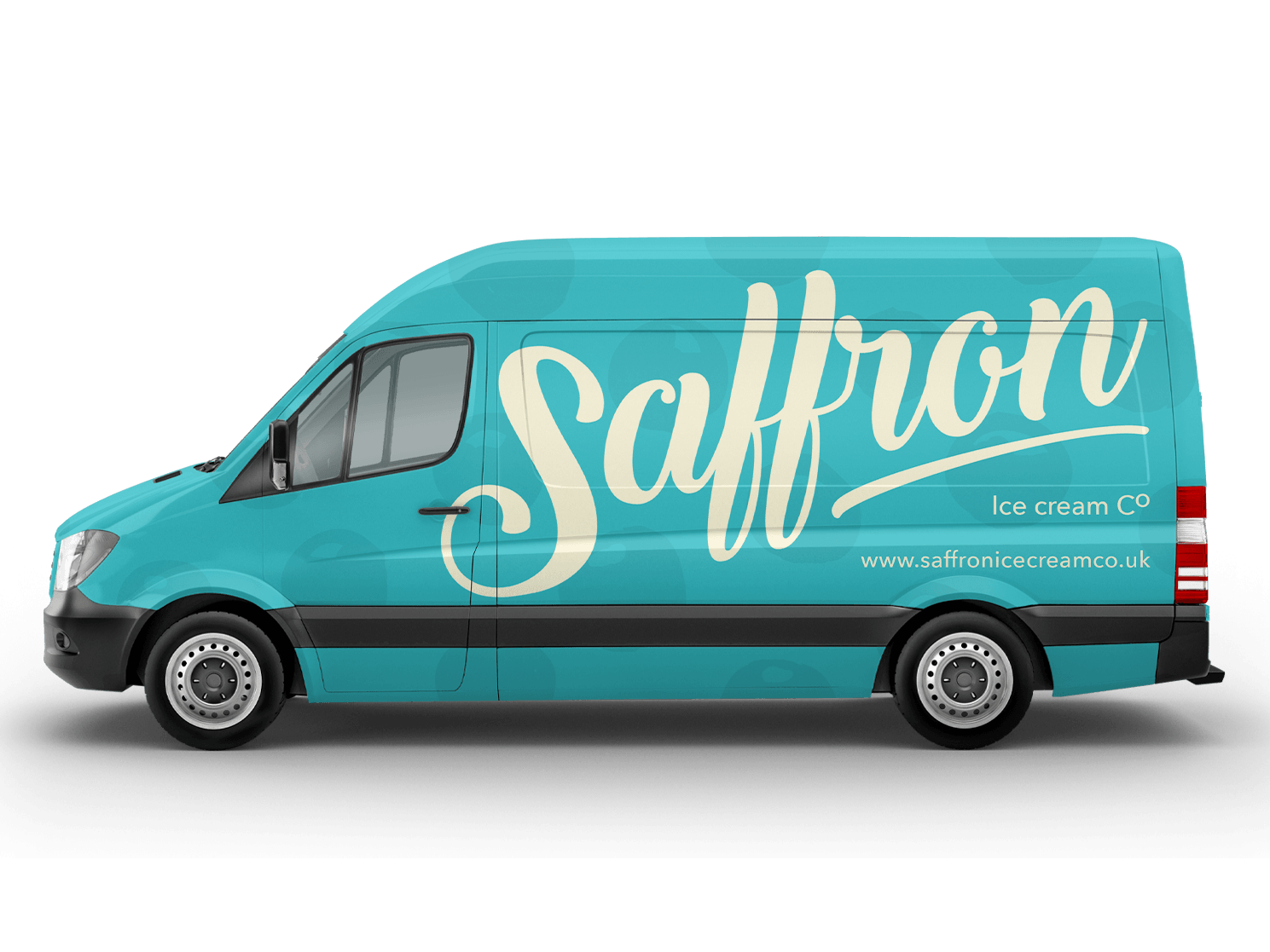 Saffron Ice Cream branded van – visual identity and promotional vehicle wrap design