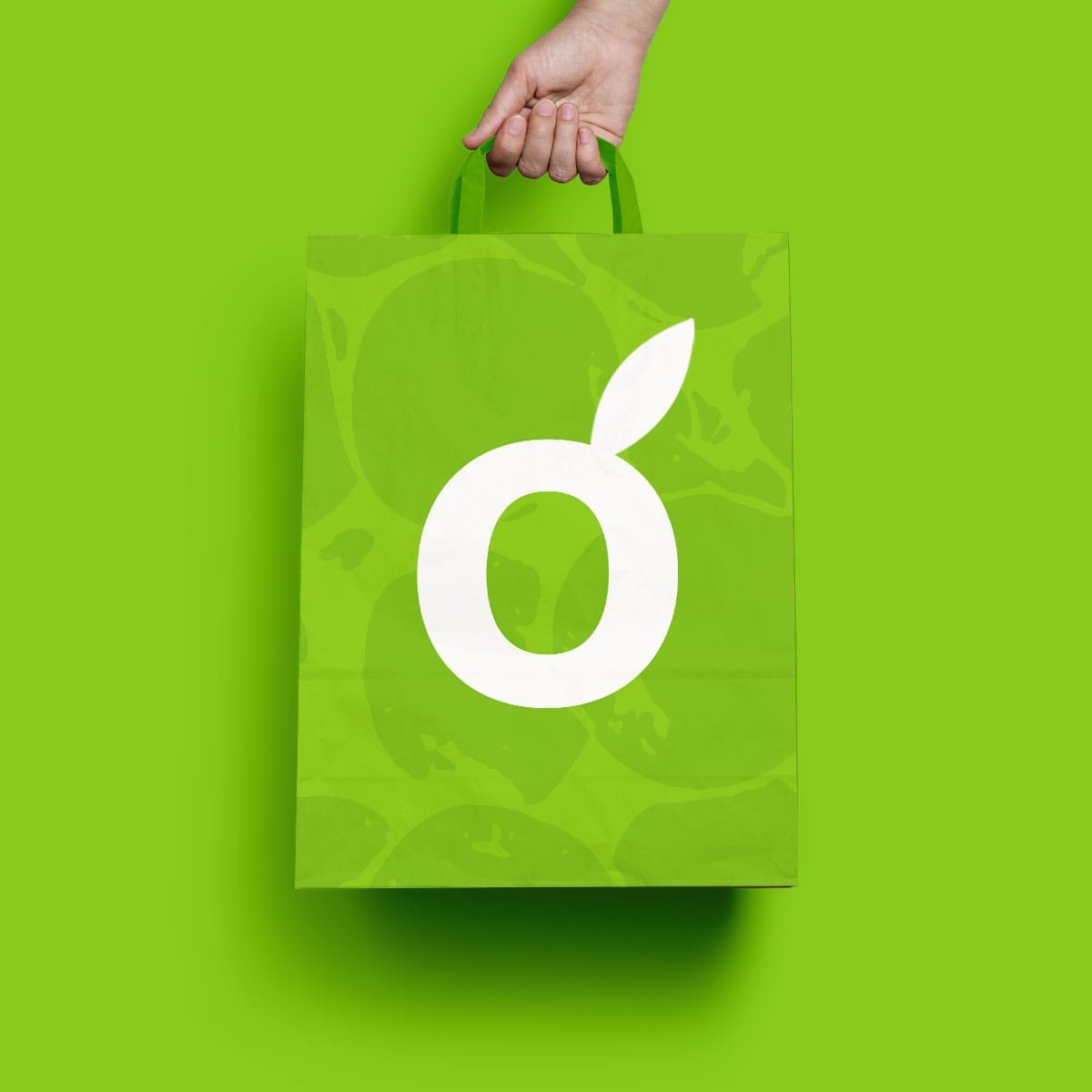 Reusable tote bag for Froots Raw Juice – visual identity design with apple motif