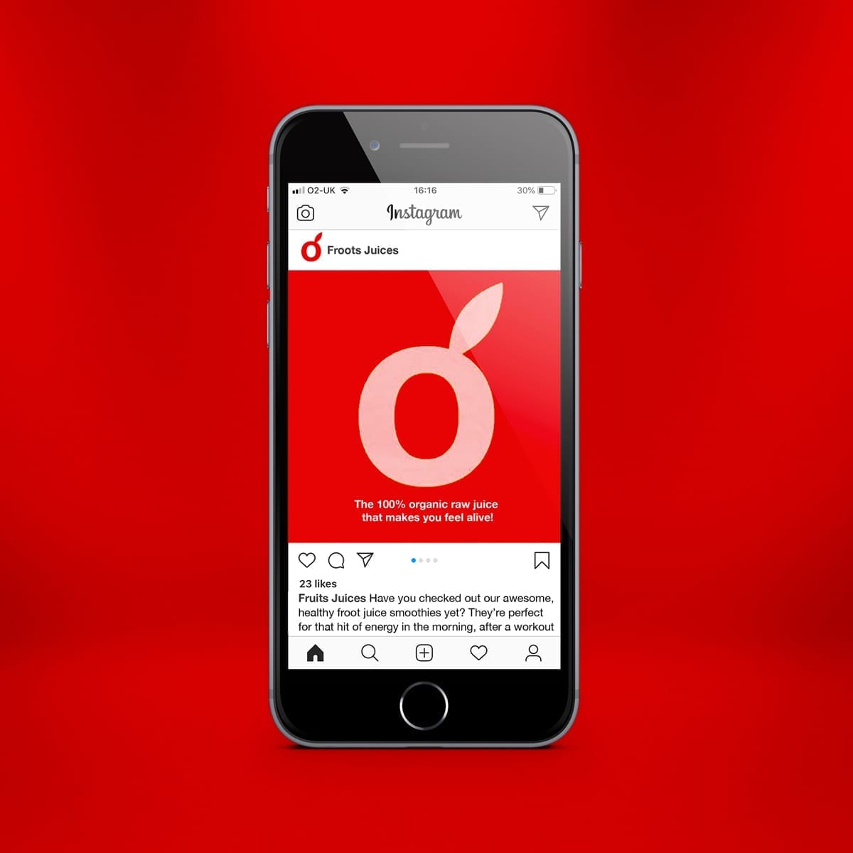 Froots Raw Juice branding shown on social media post