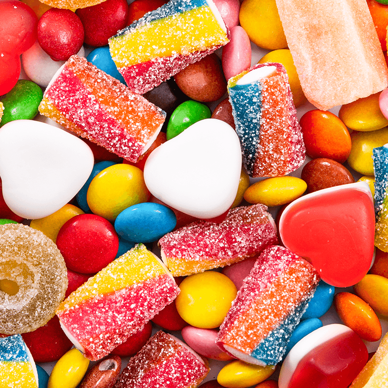 Colourful array of Sugarsin premium gummies, candy and chocolates
