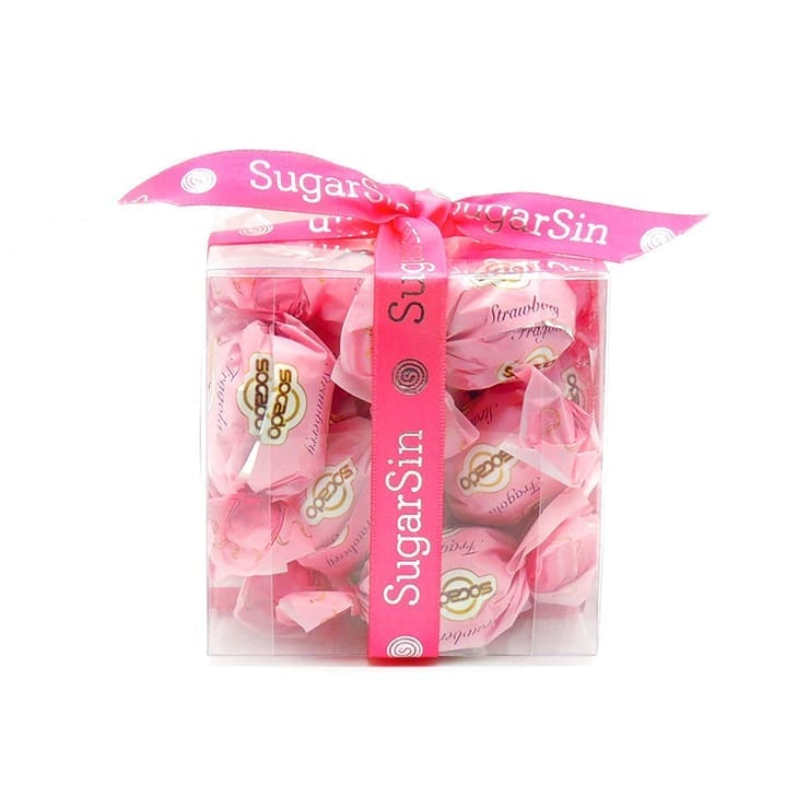 Sugarsin premium confectionery in transparent gift box – product photography