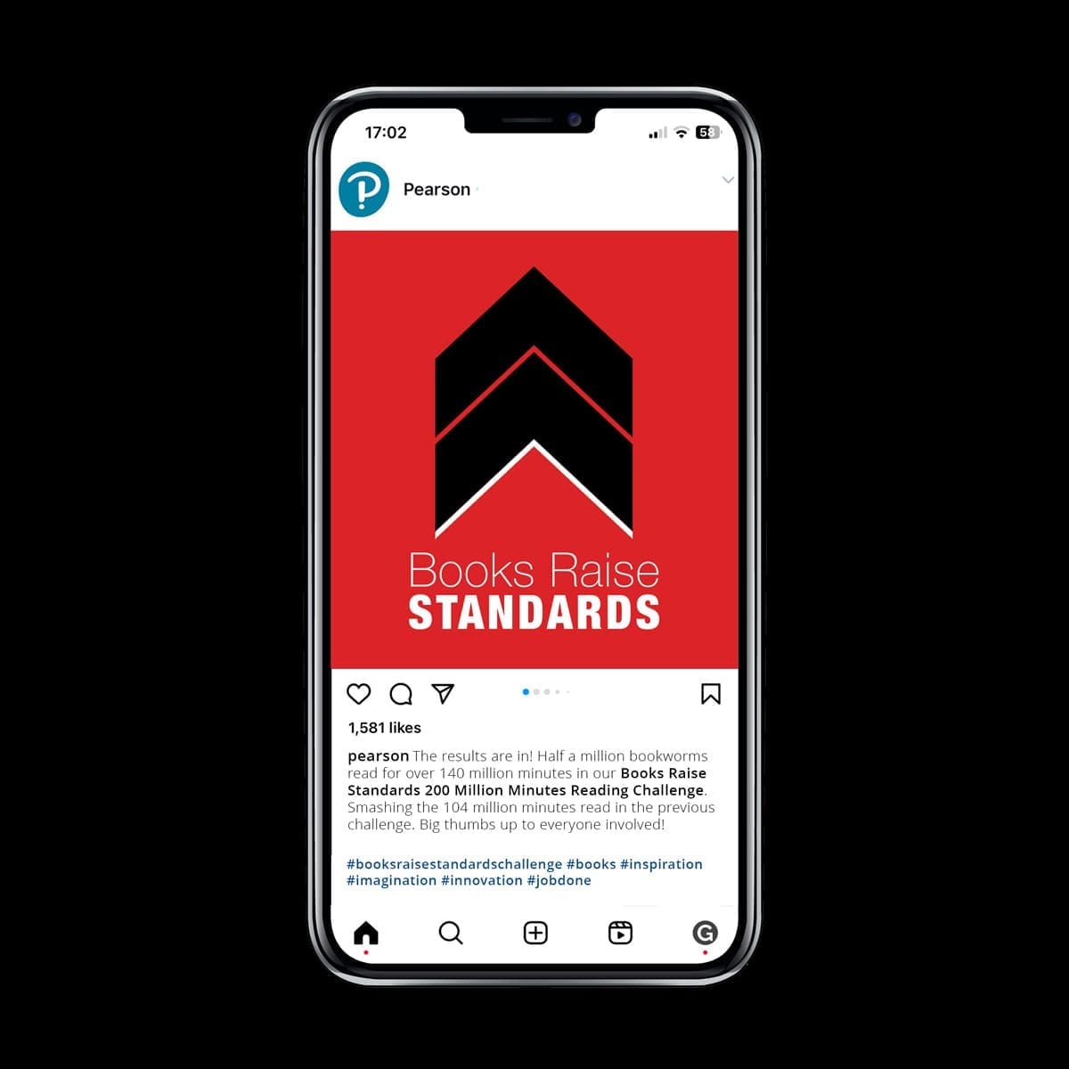 Social media content featuring Books Raise Standards campaign branding