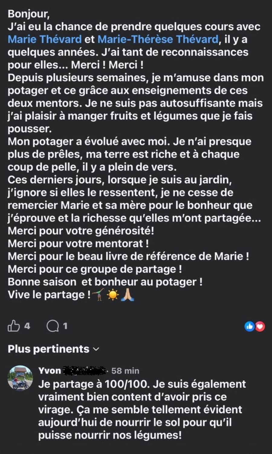 Témoignage écrit d'élève 1