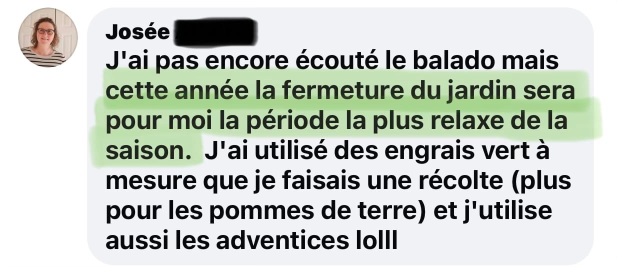 Message reçu par Marie Thévard d'une personne accompagnée
