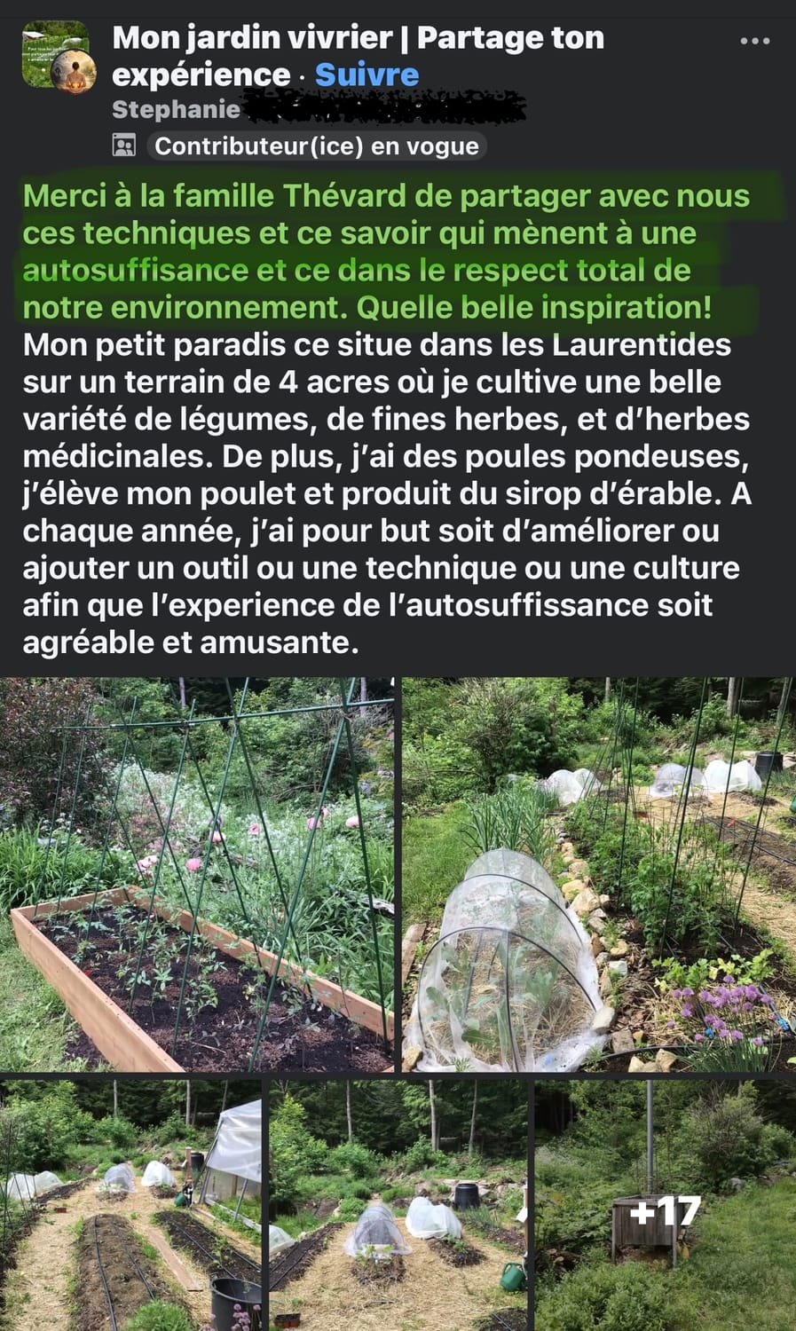 Témoignage d'un membre du groupe Mon jardin vivrier