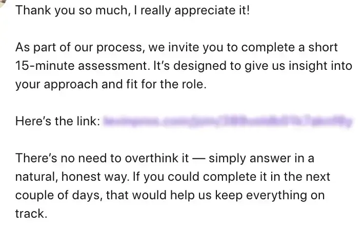 Link to complete the assestment