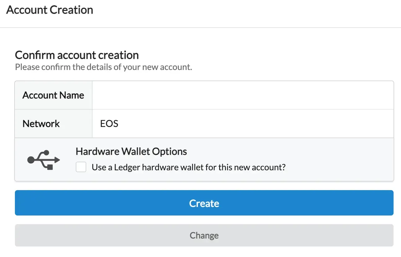 EOS account creation — Hoken Tech