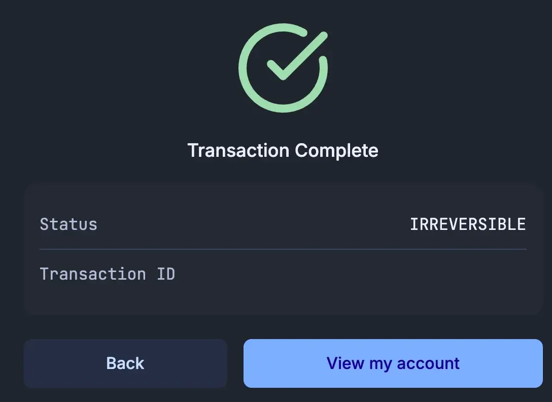 EOS transaction complete