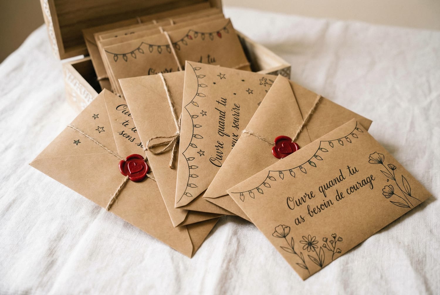 Coffret DIY lettres ouvre quand pour Saint-Valentin avec enveloppes personnalisées