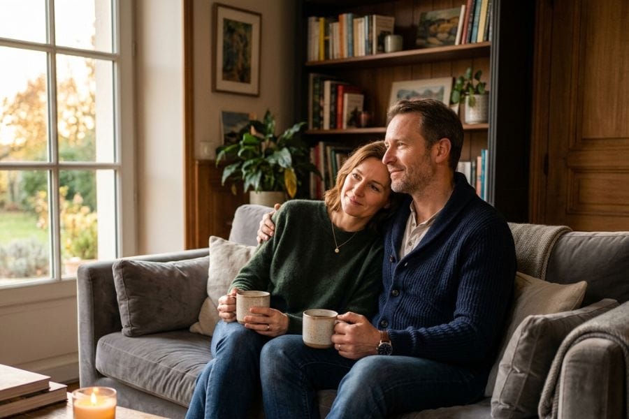 couple complice et heureux après des années de relation amoureuse épanouie