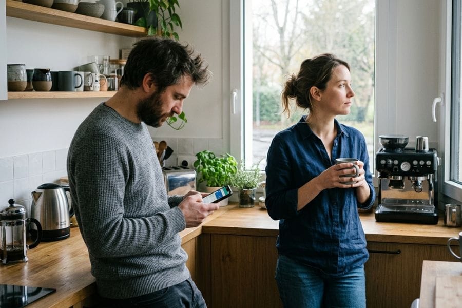couple dans la routine du matin sans communication émotionnelle