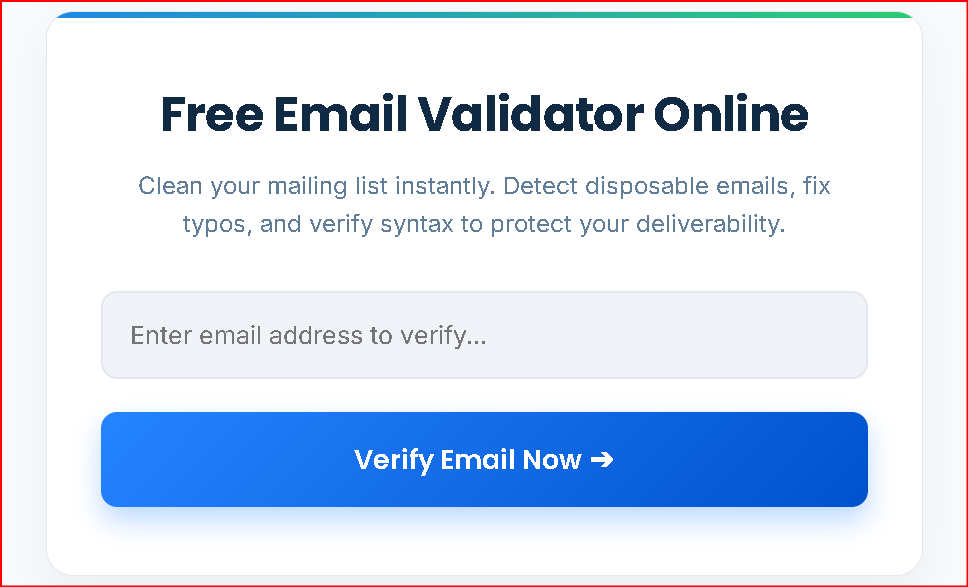 Free Email Validator Online Tool Interface