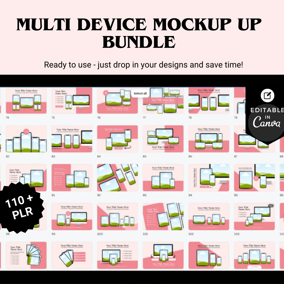 110 Multi-Device Mockups with Resell Rights (MRR)