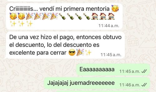 Testimonio - Primera mentoría vendida