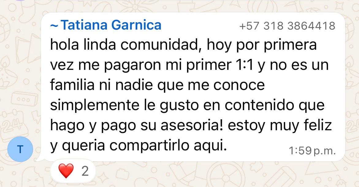 Testimonio - primer 1:1 pagado