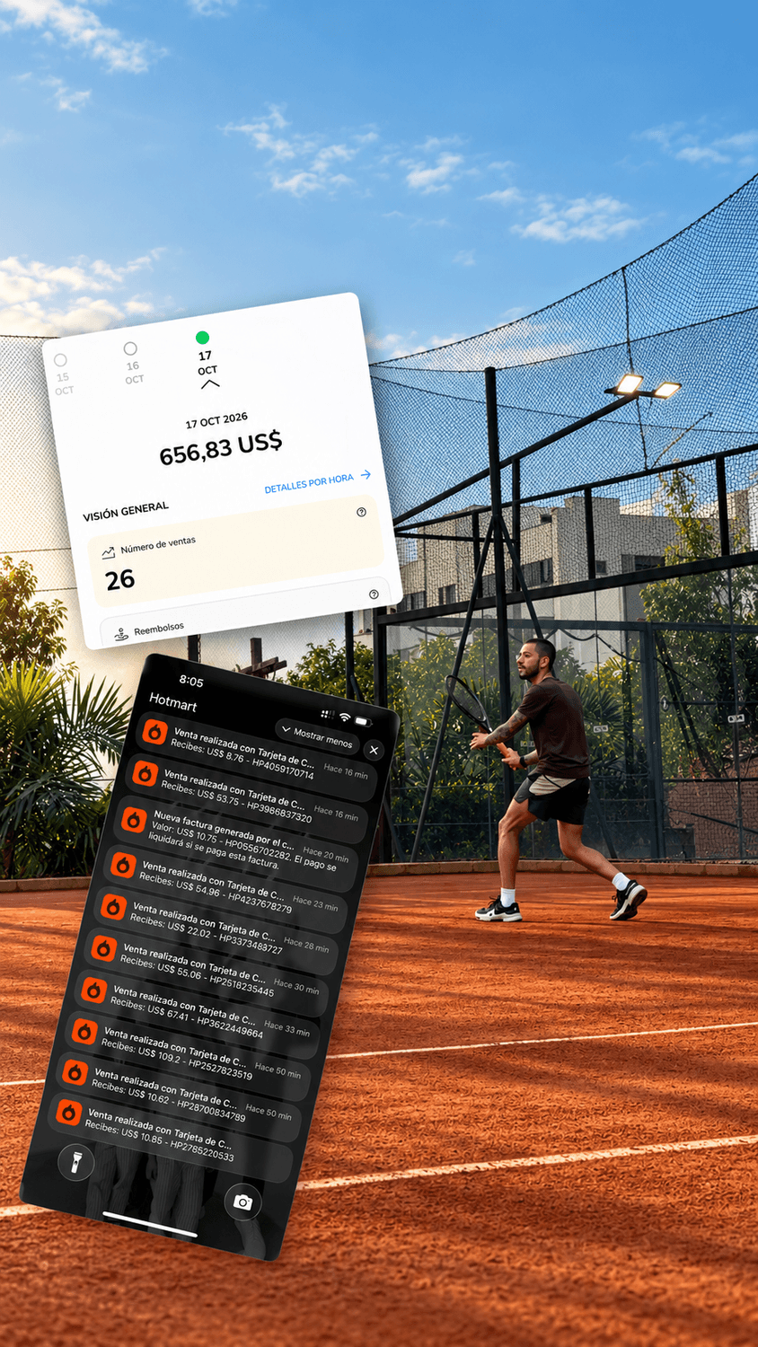 Cristian jugando tenis y comprobante