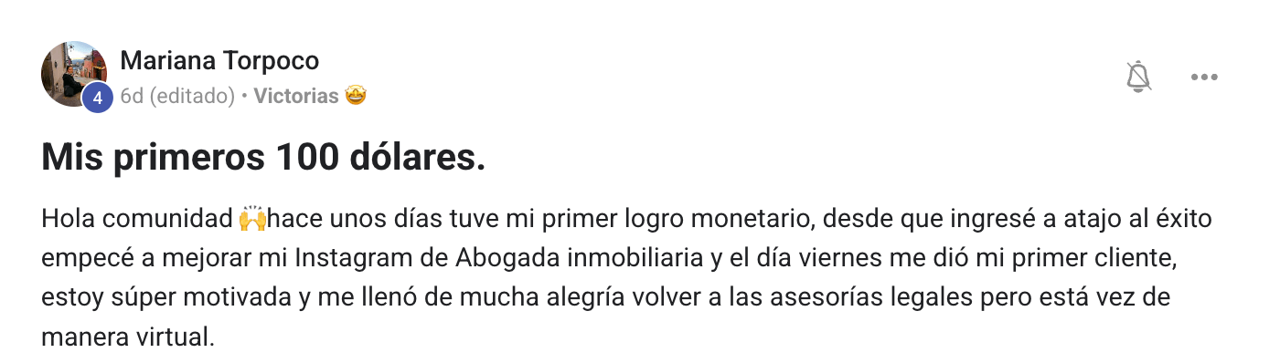 Publicación original de Mariana Torpoco en la comunidad