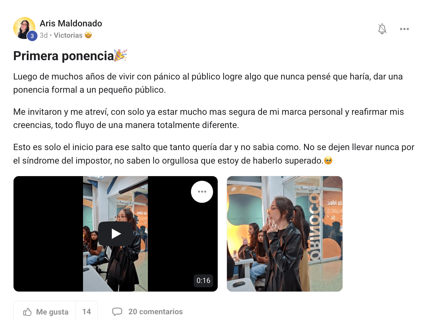 Publicación original de Aris Maldonado en la comunidad