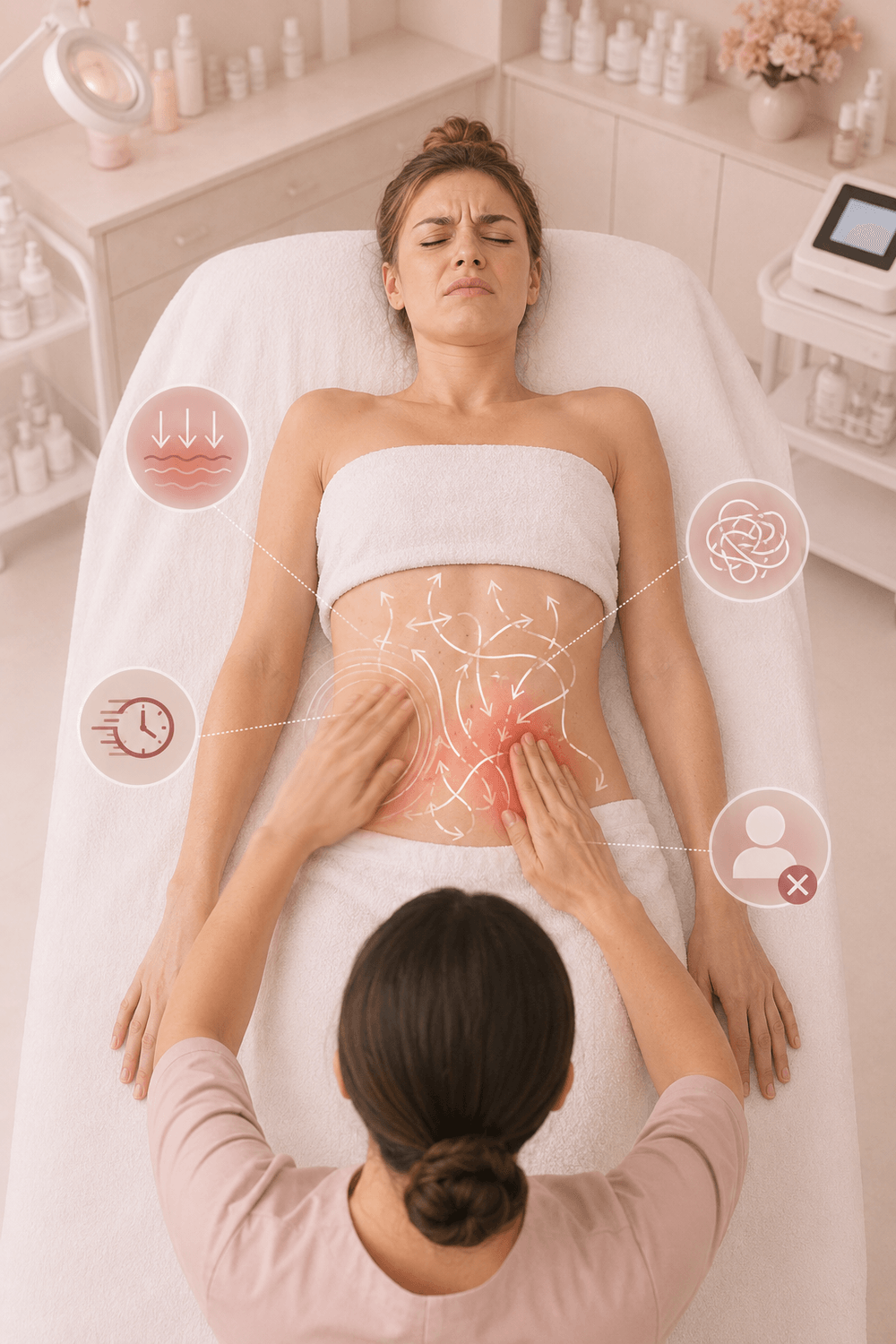 Esteticista evaluando el tejido antes de la intervención