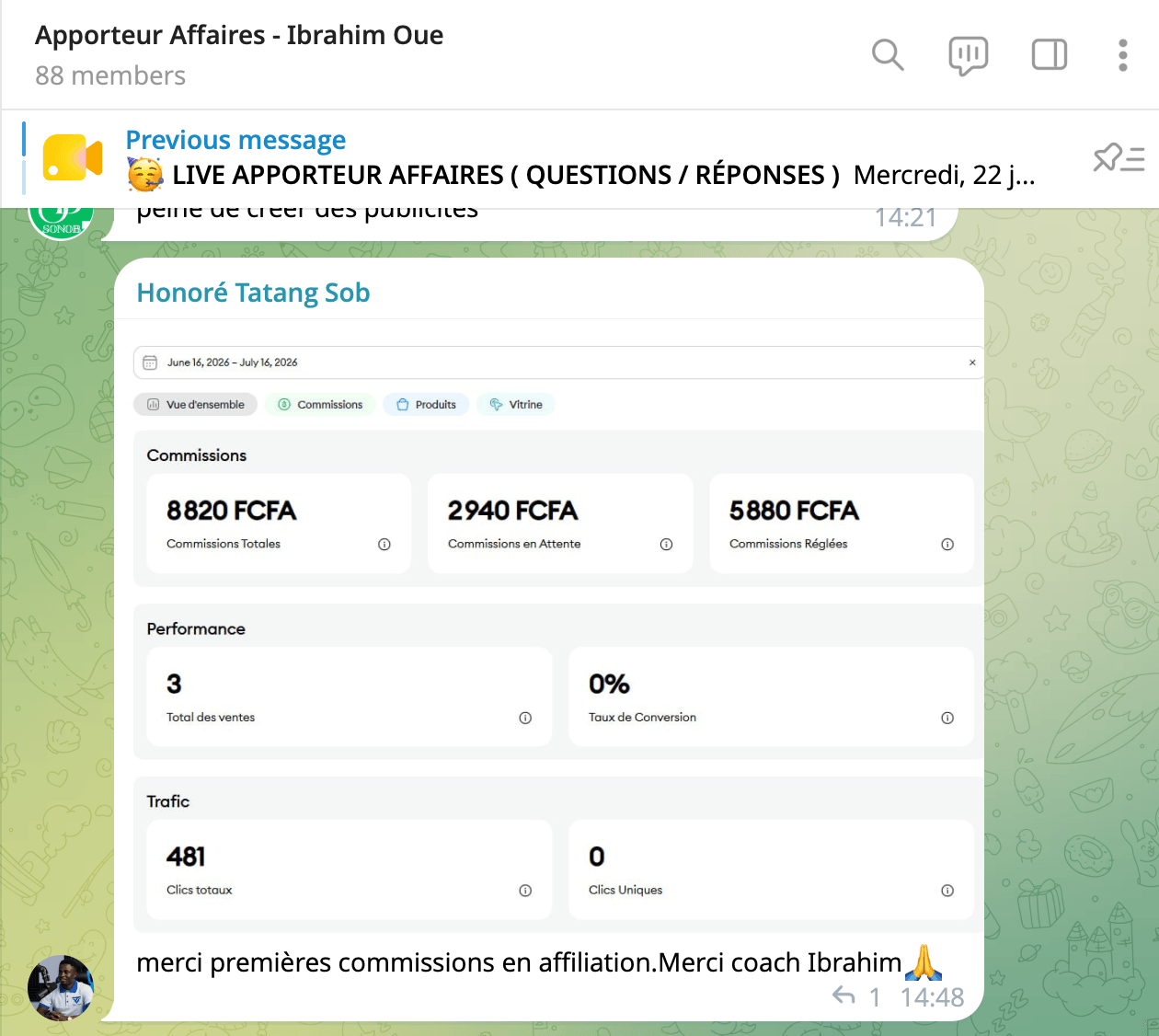 Résultat Apporteur d'Affaires