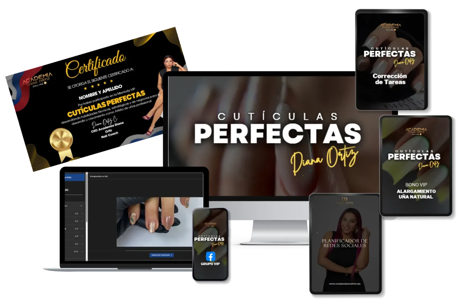 Curso en laptop y celular