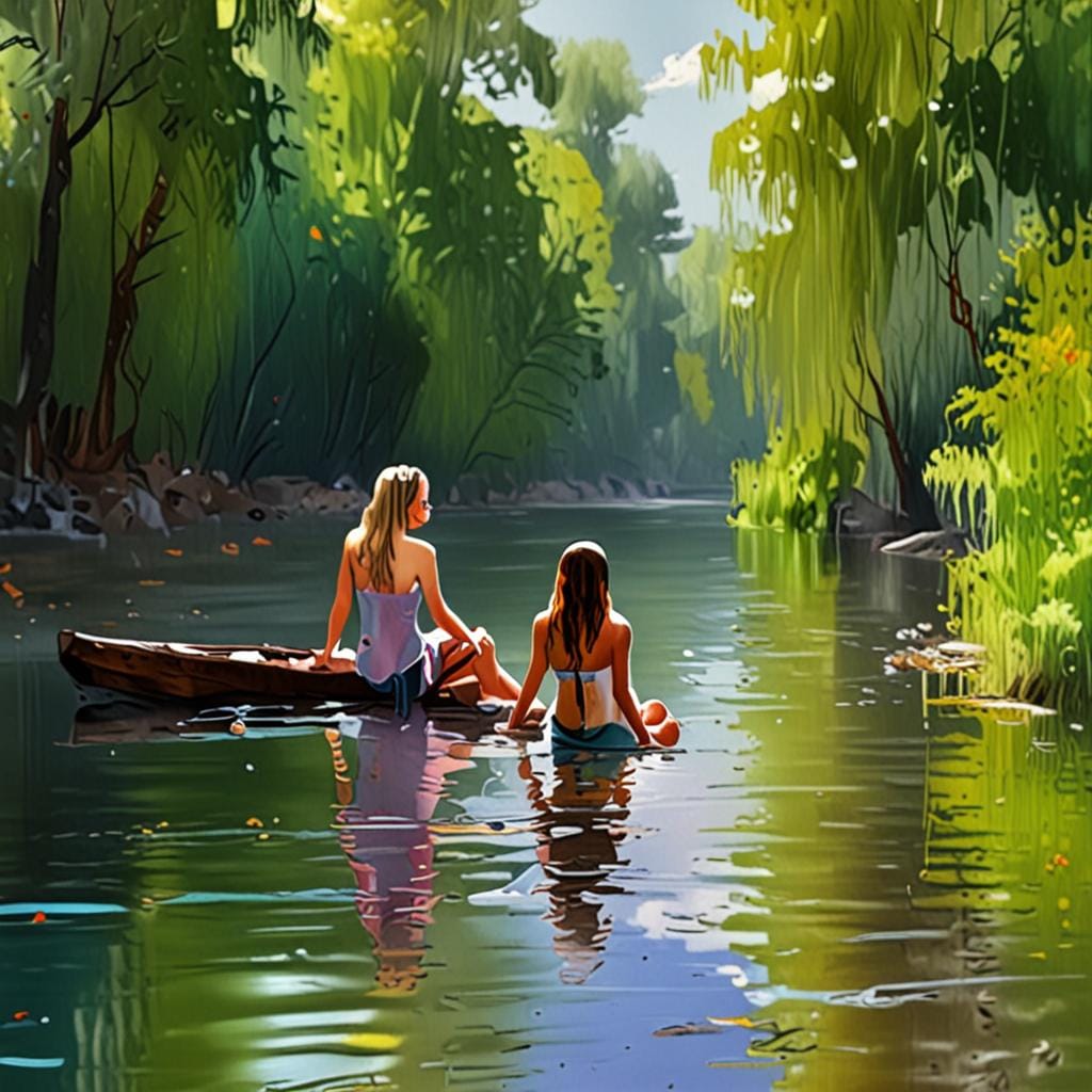 impressionist painting bathers river