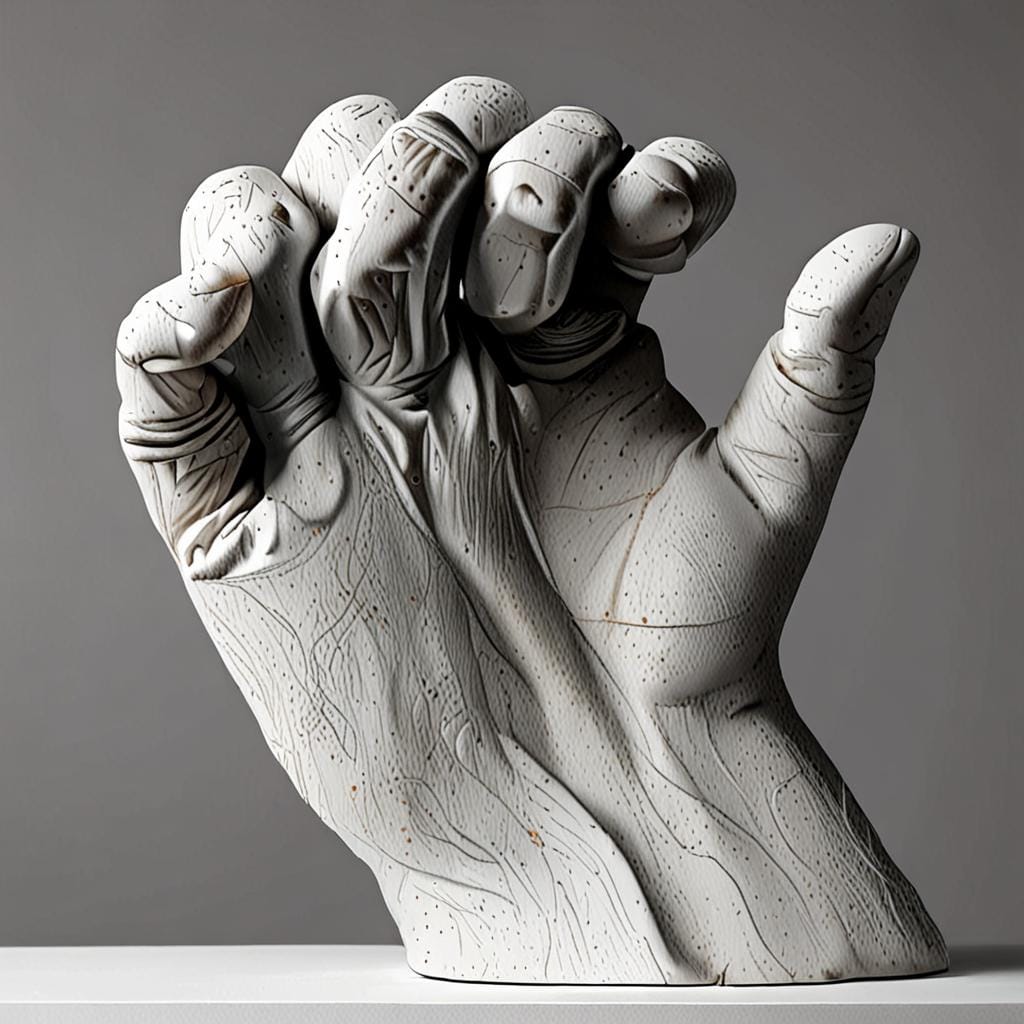 large sculpture hand exhibition
