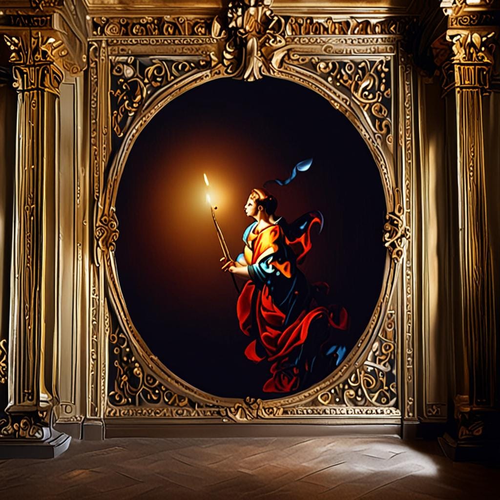 baroque mural painting dramatic lighting