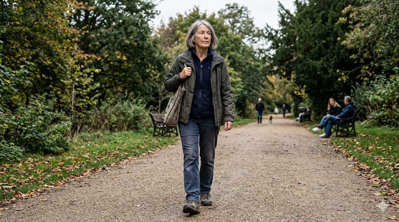 Woman walking outdoors
