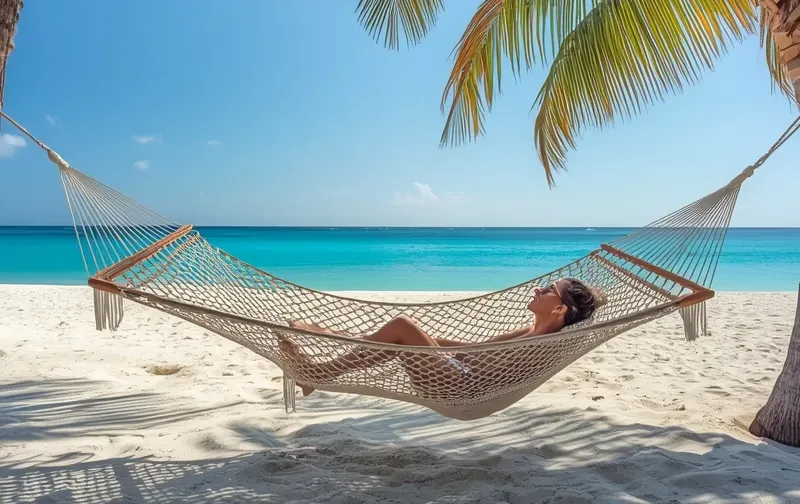 hammock, beach, holiday, relaxing
