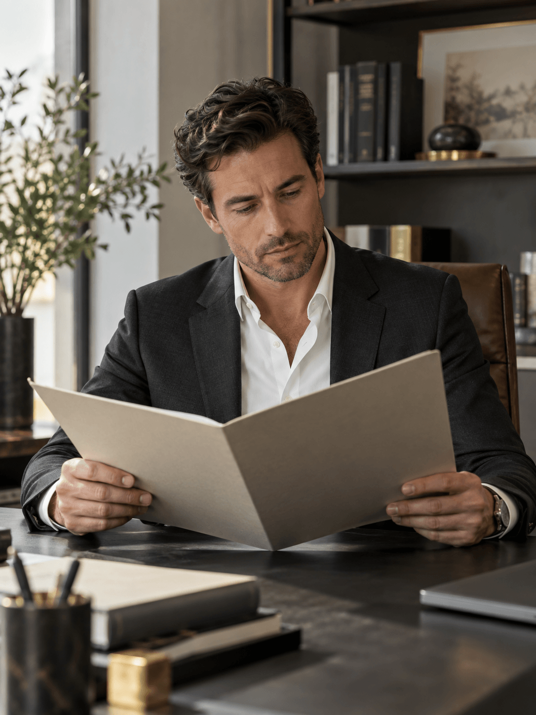 A solo practitioner in his office