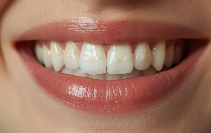 white spots on teeth fluorosis close up