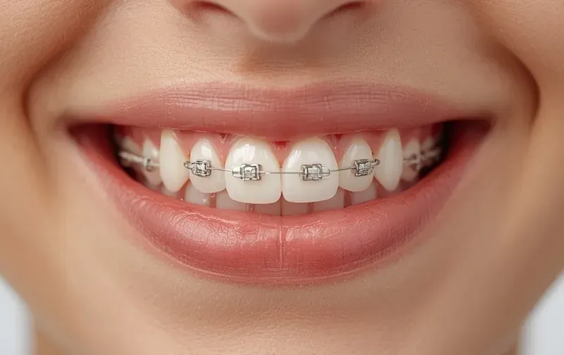 orthodontic braces teeth close up realistic