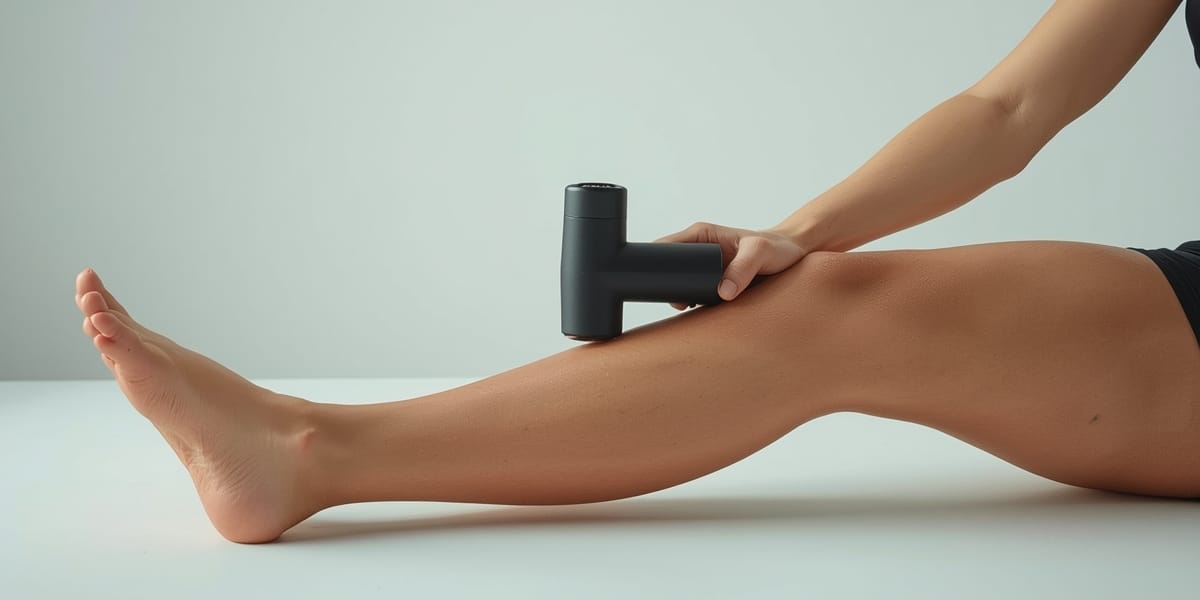 massage gun, calf muscle, sports recovery