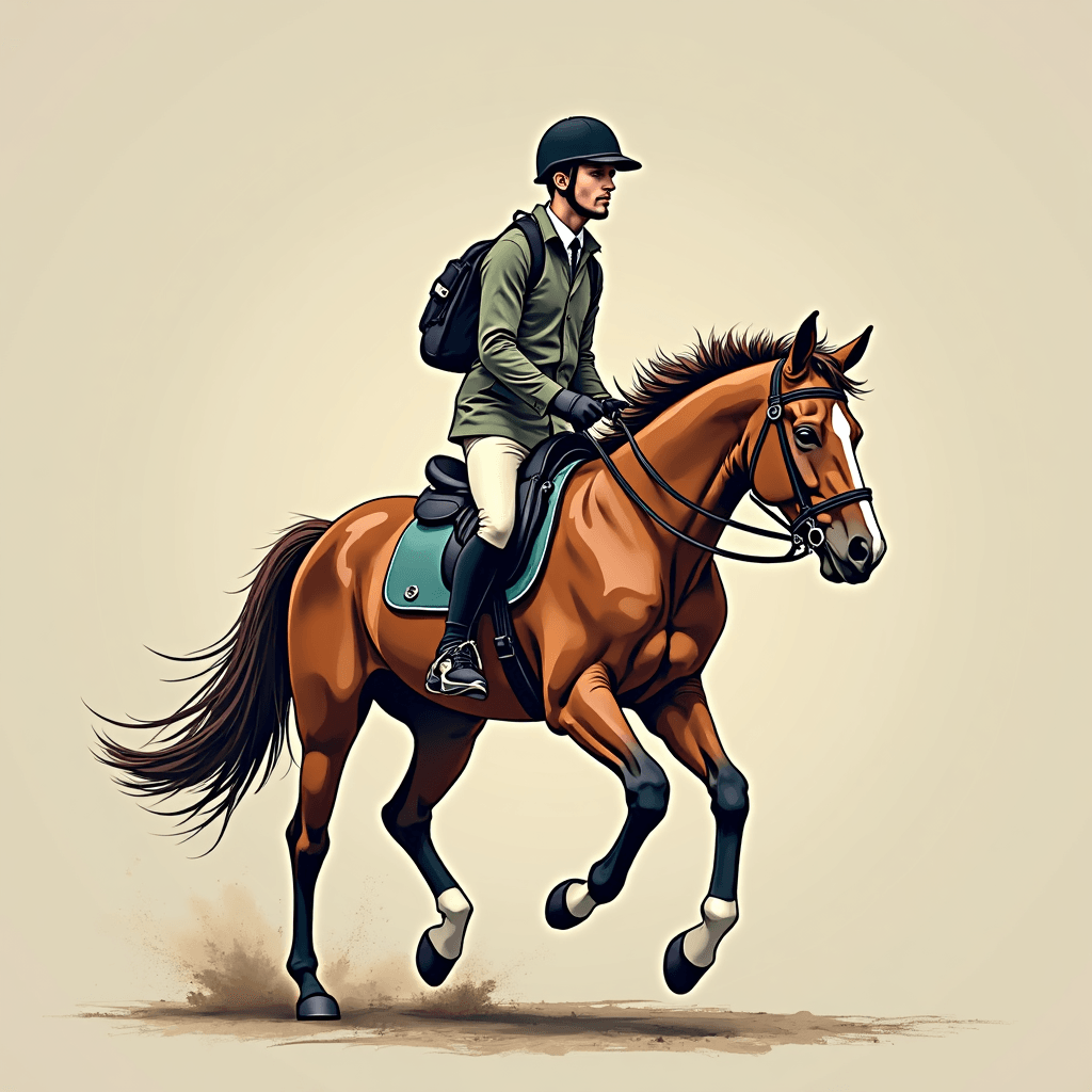 cavalier passionné à cheval