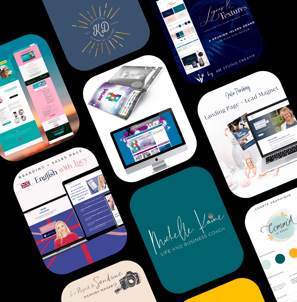 Portfolio of work examples created by Maria Phieros, Creative Director of AM Studio Créatif, award-winning brand designer