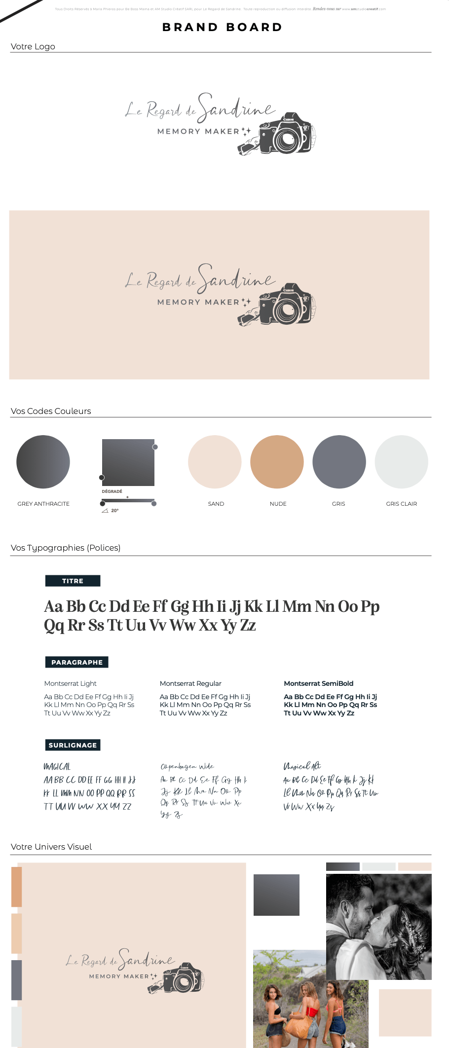 Brand Board for Sandrine Lam, professional photographer