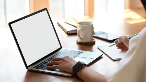 persoană învață engleză pe laptop de oriunde cu orar flexibil curs Tudor Edward