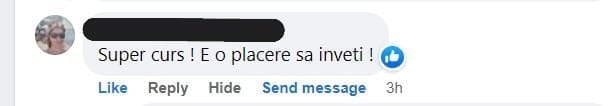 feedback real curs Tudor Edward – screenshot Facebook