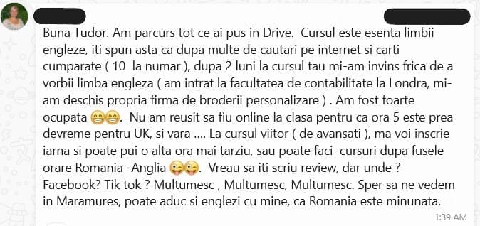 recenzie reală curs engleză rapidă – captură de ecran