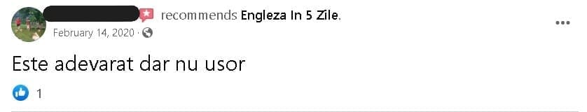 părere curs online engleză – screenshot Facebook